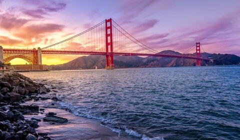 San Francisco.  Golden Gate Bridge, Chinatown, Union Square.