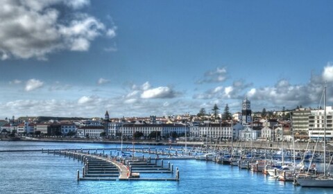 Ponta Delgada.  Igreja Matriz De São Sebastião, Museu Carlos Machado, Mercado Da Graça, Marina De Ponta Delgada.