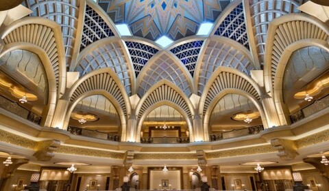 Dubai, Abu Dhabi.  Emirates Palace, Louvre Abu Dhabi, Abrahamic Family House, Sheikh Zayed Grand Mosque Center.