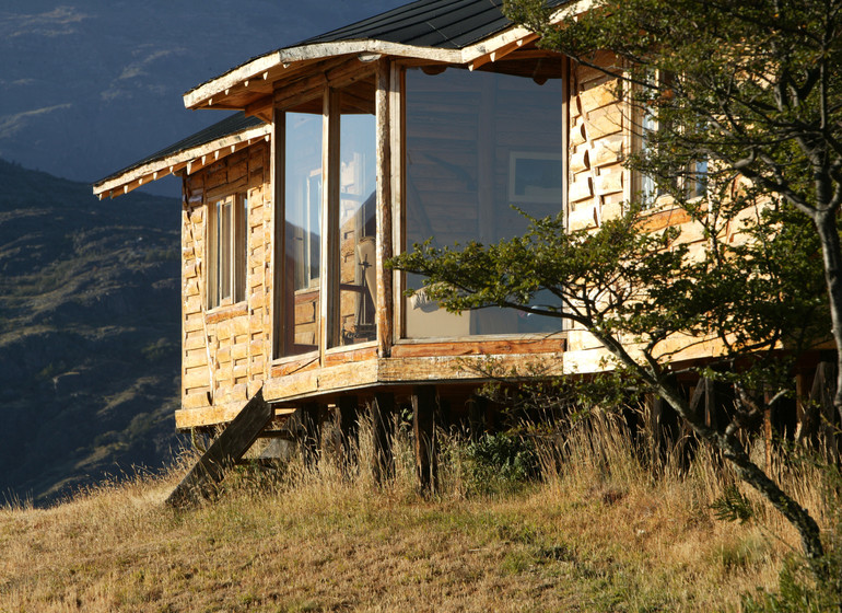 Chili Voyage Carreterra Austral Mallin Colorado bungalow extérieur de près