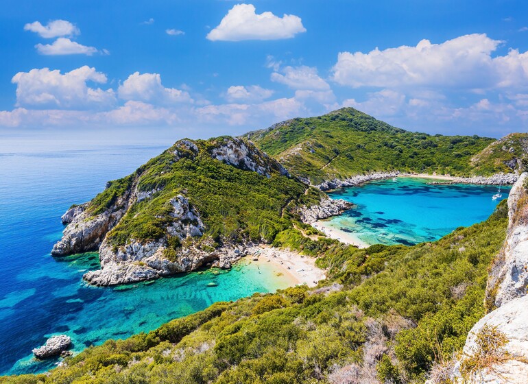 Vue aérienne île Corfou