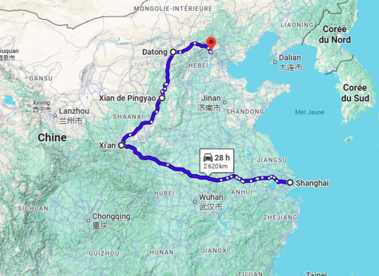 Voyage pèlerinage Chine carte