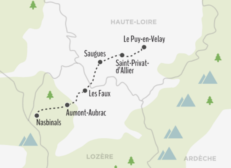 pèlerinage Compostelle Le-Puy-en-Velay Nasbinals carte